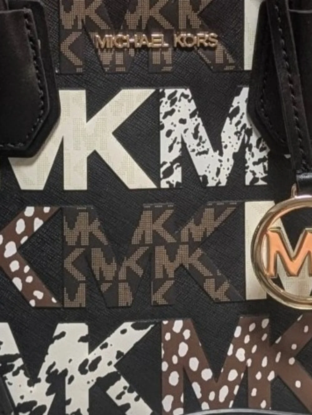 New Michael Kors Mercer Graphic logo Messenger Medium tote bag Signature Black